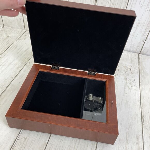 Confirmation Gift - Music Keepsake Trinket Jewelry Box Brown Faux Wood - Picture 3 of 8